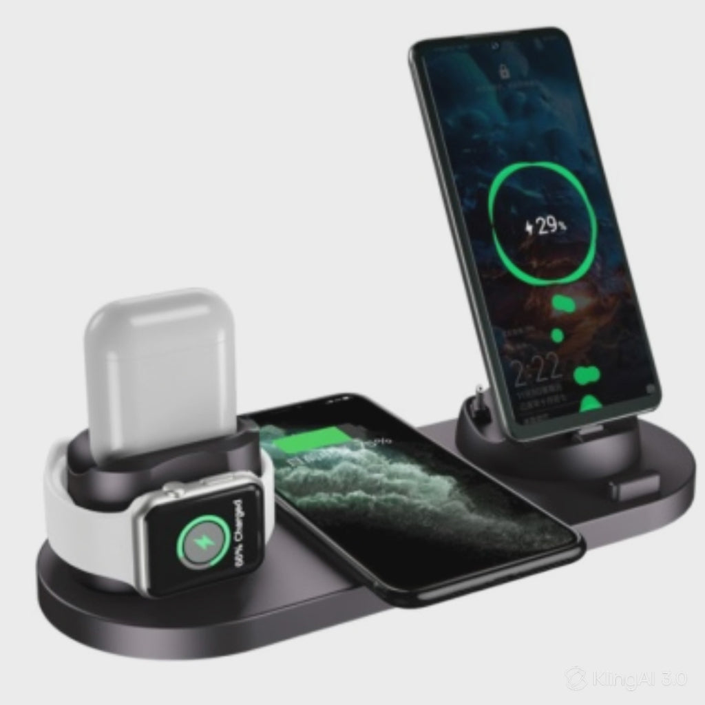 Nova 6-in-1 Wireless Charging Dock Station – Qi Charger for iPhone, Watch & AirPods